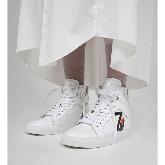 New Zadig Et Voltaire High Flash Leather Rubber Shoes Size 39